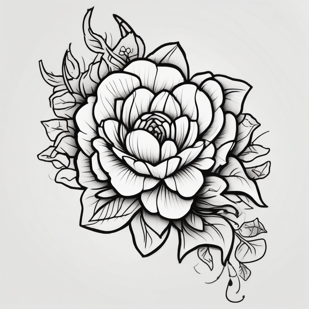 floral sleeve tattoo glitter tattoo, design de tatouage Cartoon généré par IA